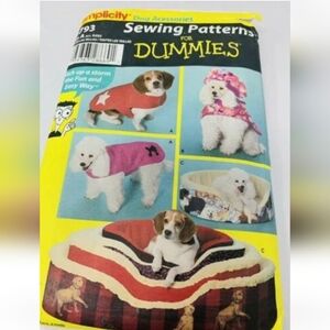 Simplicity 4793 Dummies Sewing Pattern Dog Bed Covers Coats Size A